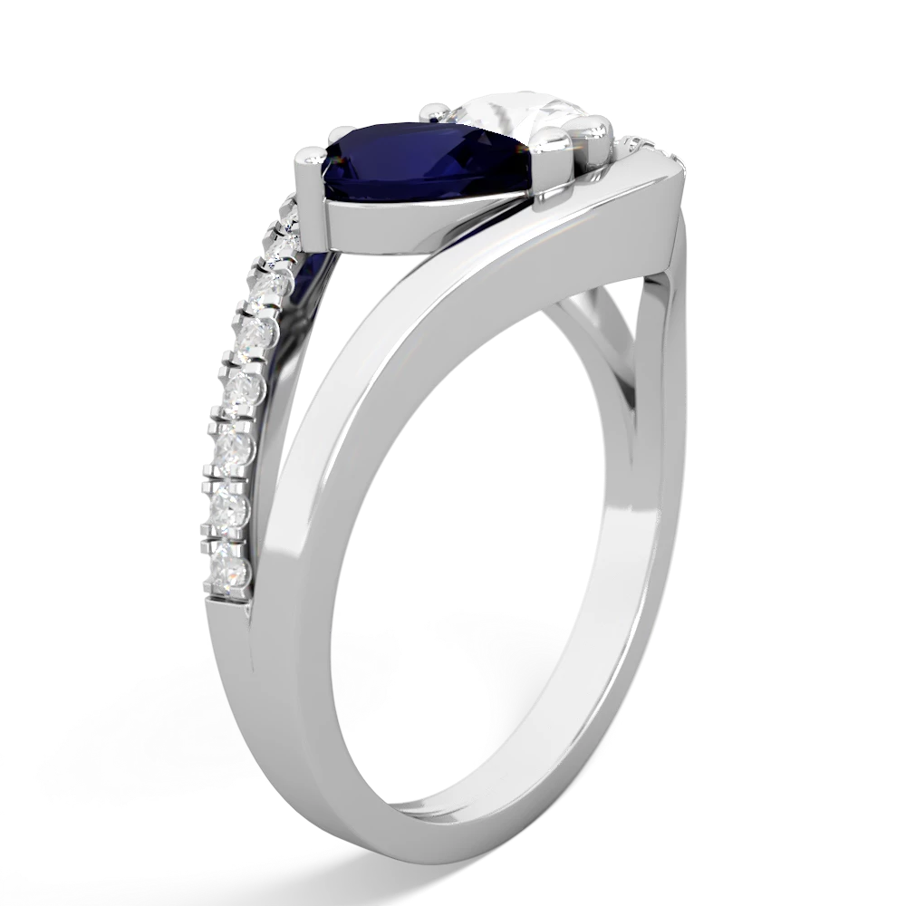 Sapphire Nestled Heart Keepsake 14K White Gold ring R5650