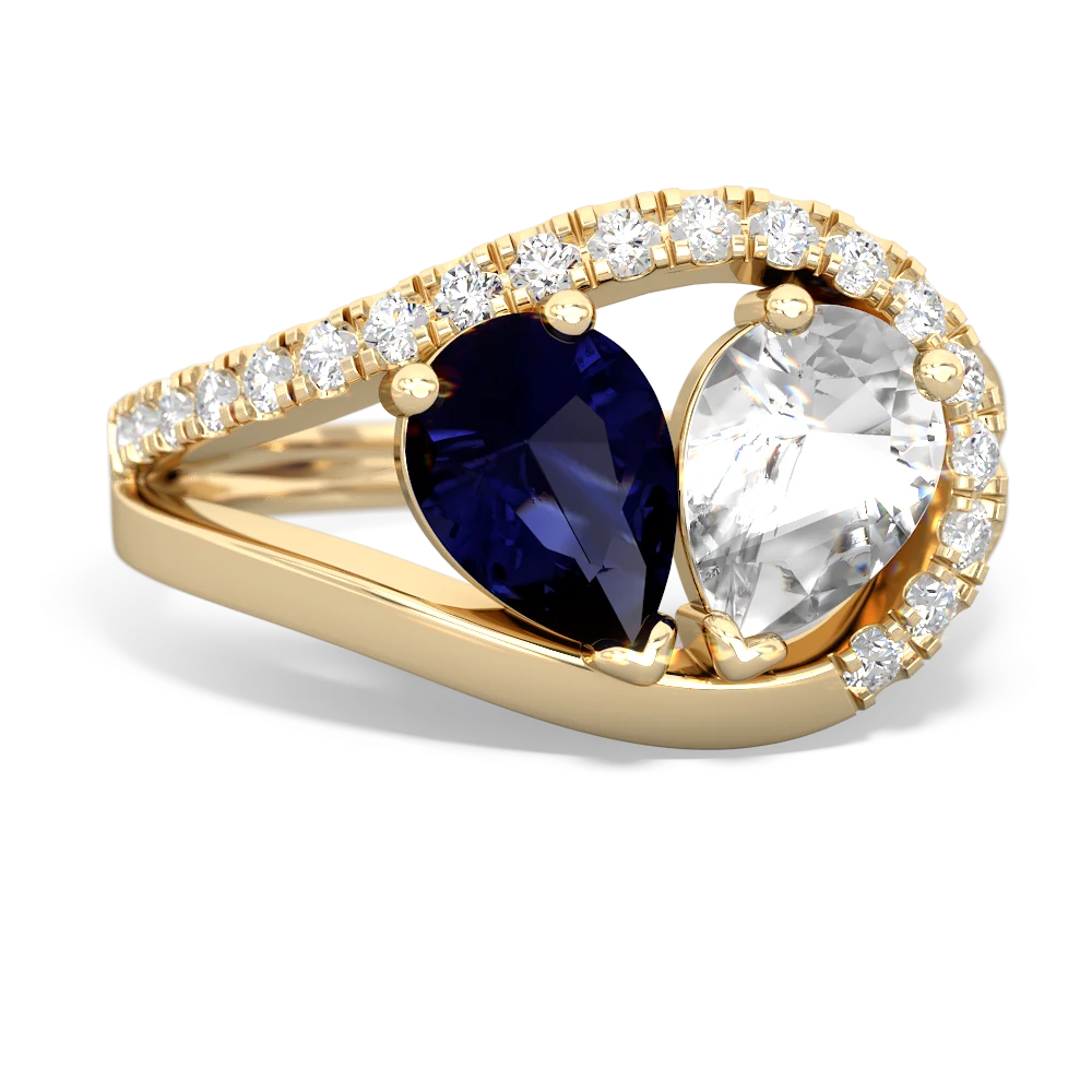 Sapphire Nestled Heart Keepsake 14K Yellow Gold ring R5650