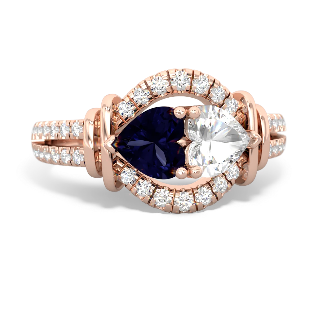 Sapphire Art-Deco Keepsake 14K Rose Gold ring R5630