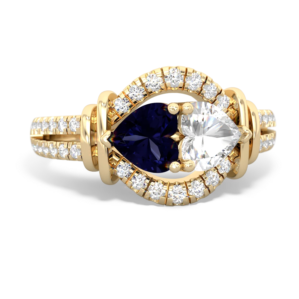 Sapphire Art-Deco Keepsake 14K Yellow Gold ring R5630