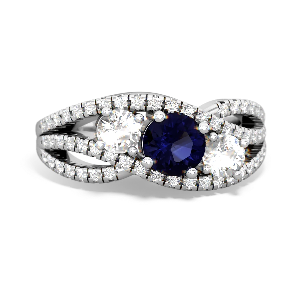 Sapphire Three Stone Aurora 14K White Gold ring R3080