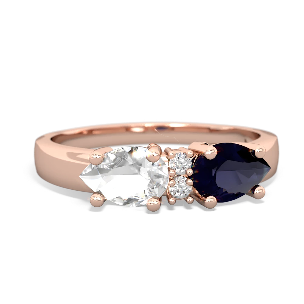 Sapphire Pear Bowtie 14K Rose Gold ring R0865