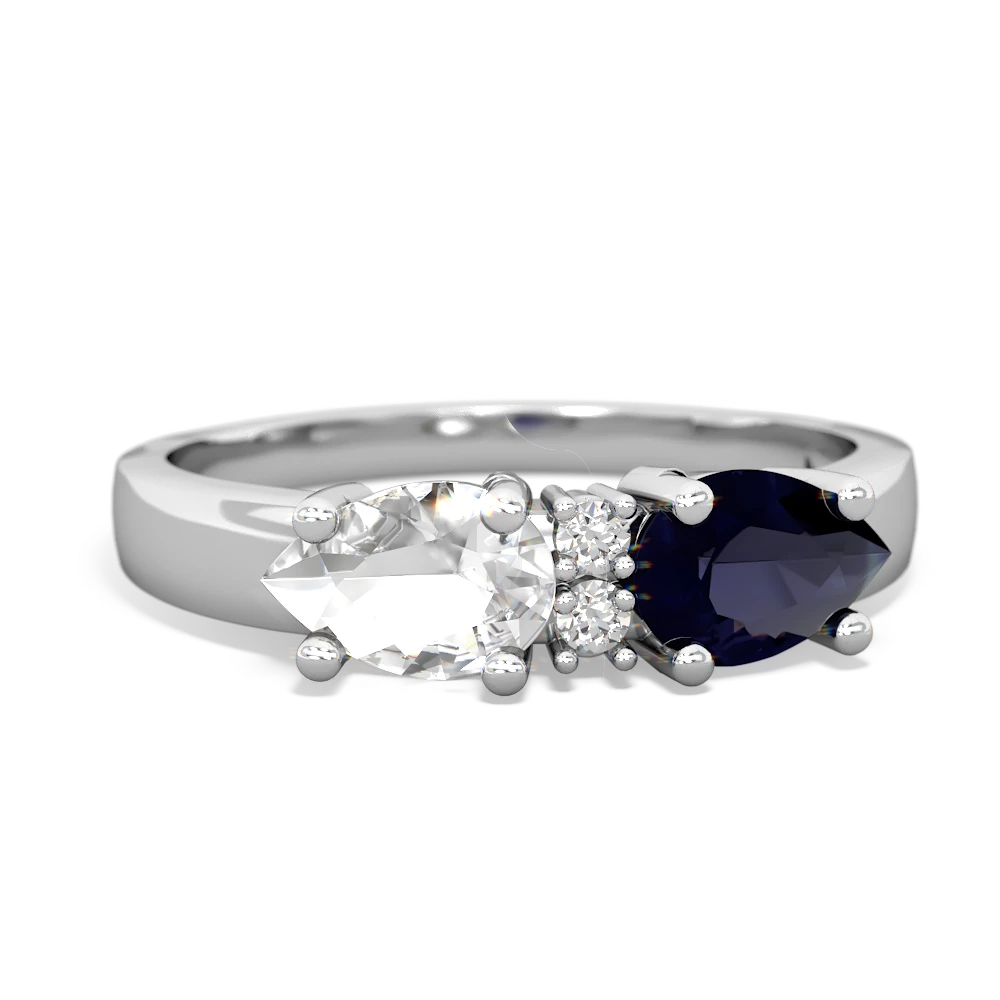 Sapphire Pear Bowtie 14K White Gold ring R0865