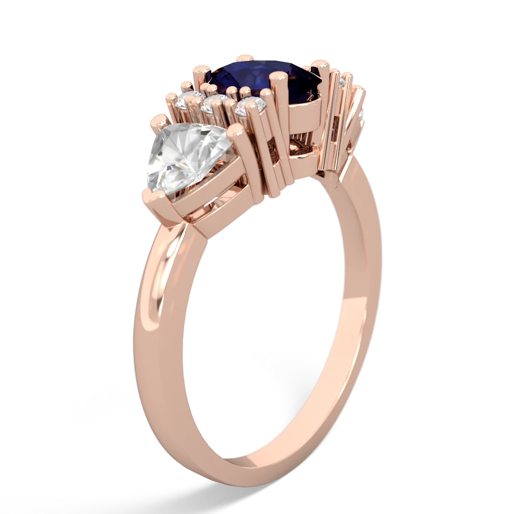 Sapphire Antique Style Three Stone 14K Rose Gold ring R2186