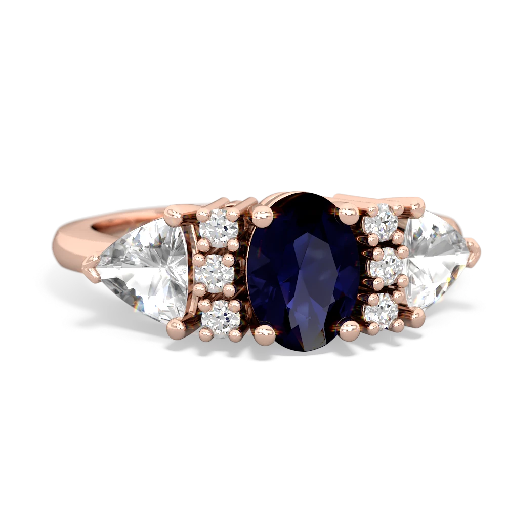 Sapphire Antique Style Three Stone 14K Rose Gold ring R2186