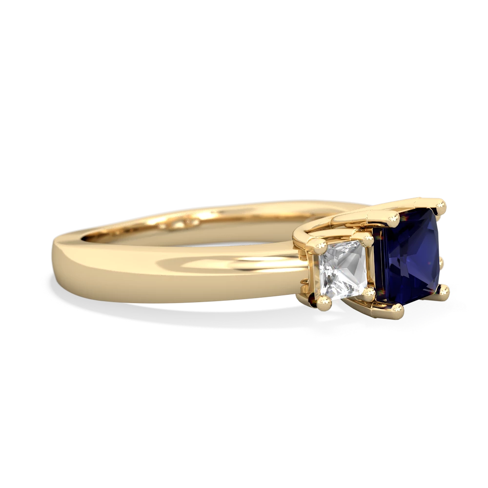 Sapphire Three Stone Trellis 14K Yellow Gold ring R4015