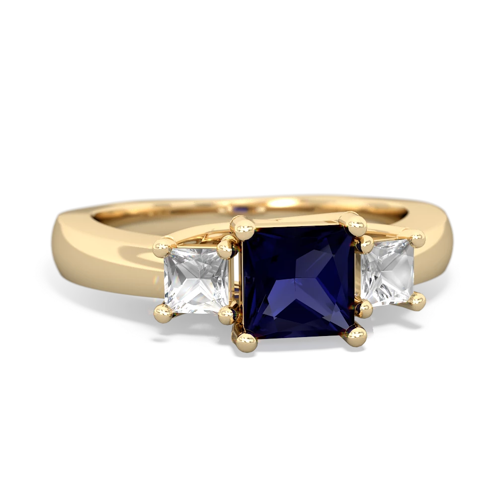 Sapphire Three Stone Trellis 14K Yellow Gold ring R4015