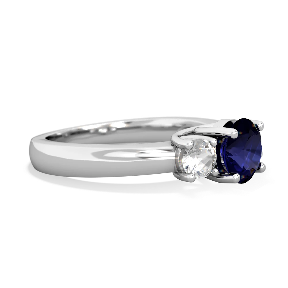 Sapphire Three Stone Round Trellis 14K White Gold ring R4018