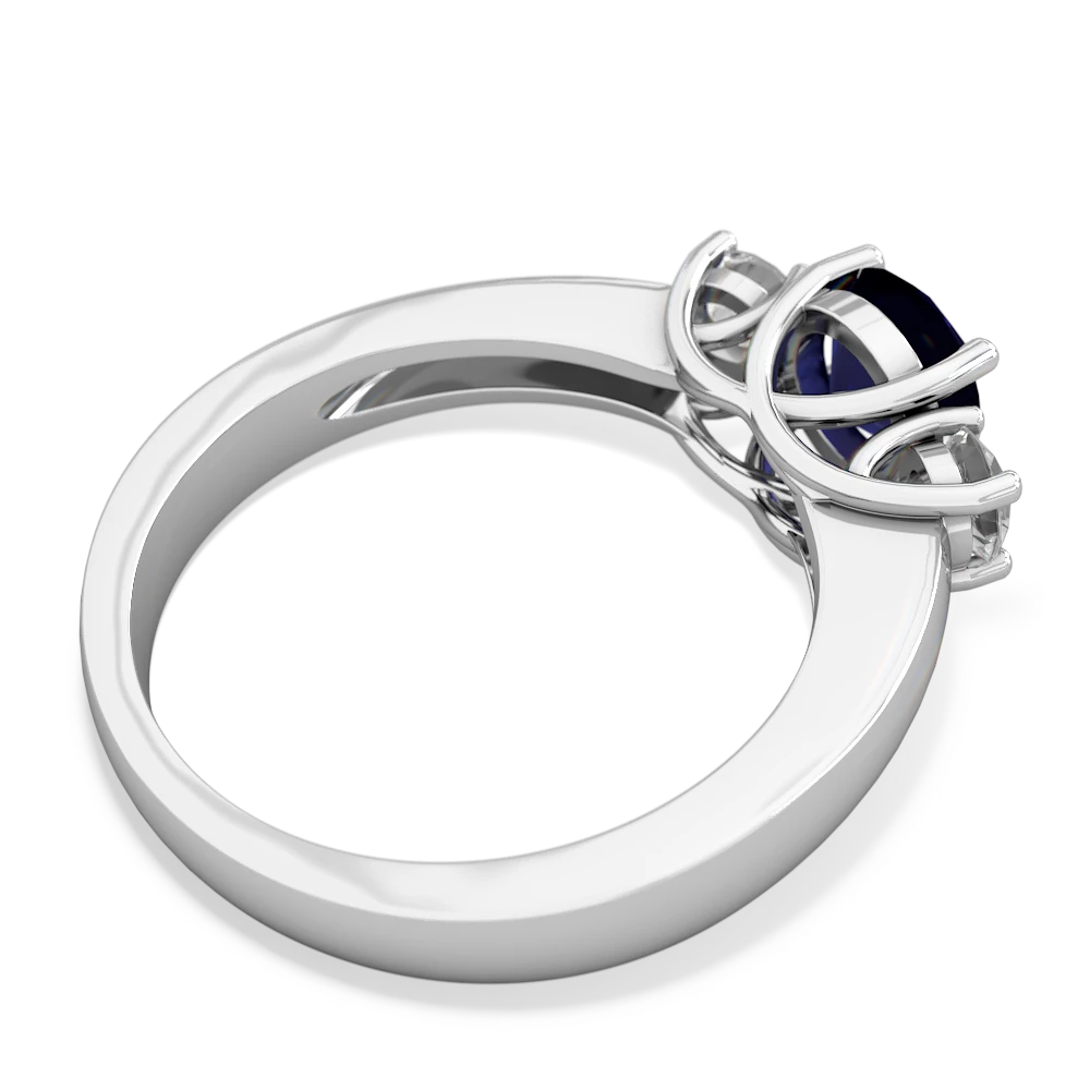 Sapphire Three Stone Round Trellis 14K White Gold ring R4018