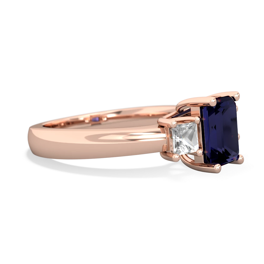 Sapphire Three Stone Emerald-Cut Trellis 14K Rose Gold ring R4021