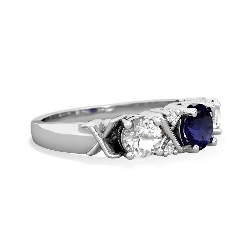 Sapphire Hugs And Kisses 14K White Gold ring R5016