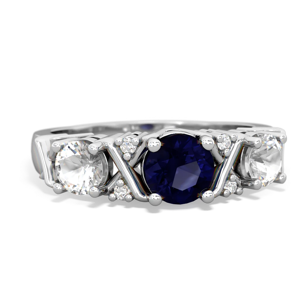 Sapphire Hugs And Kisses 14K White Gold ring R5016