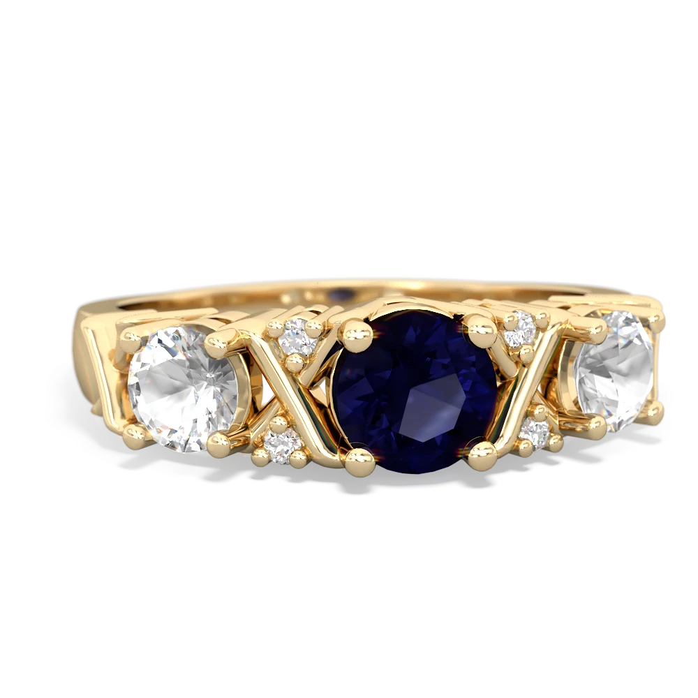 Sapphire Hugs And Kisses 14K Yellow Gold ring R5016