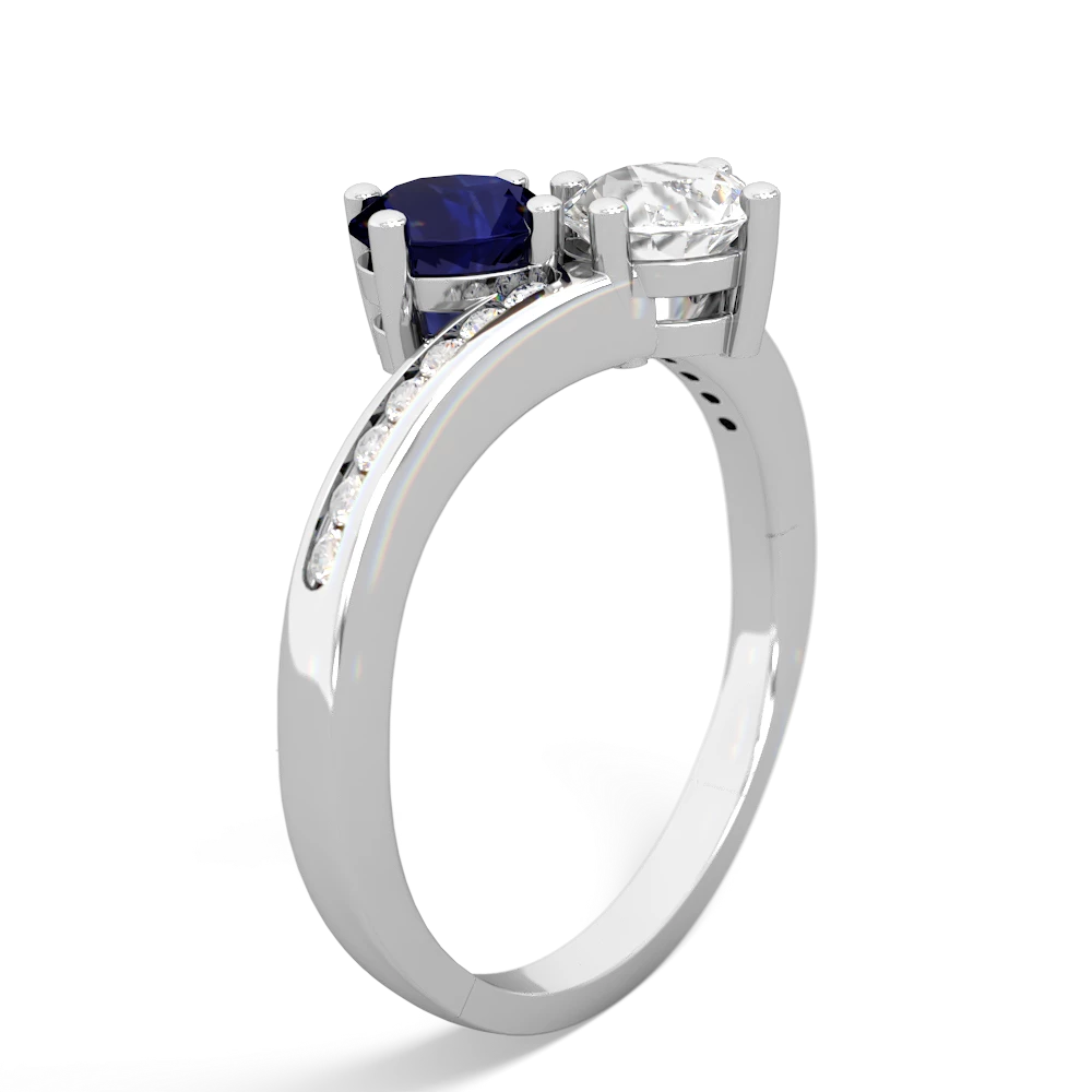 Sapphire Channel Set Two Stone 14K White Gold ring R5303