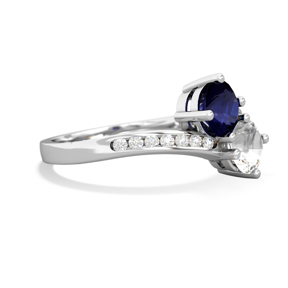 Sapphire Channel Set Two Stone 14K White Gold ring R5303