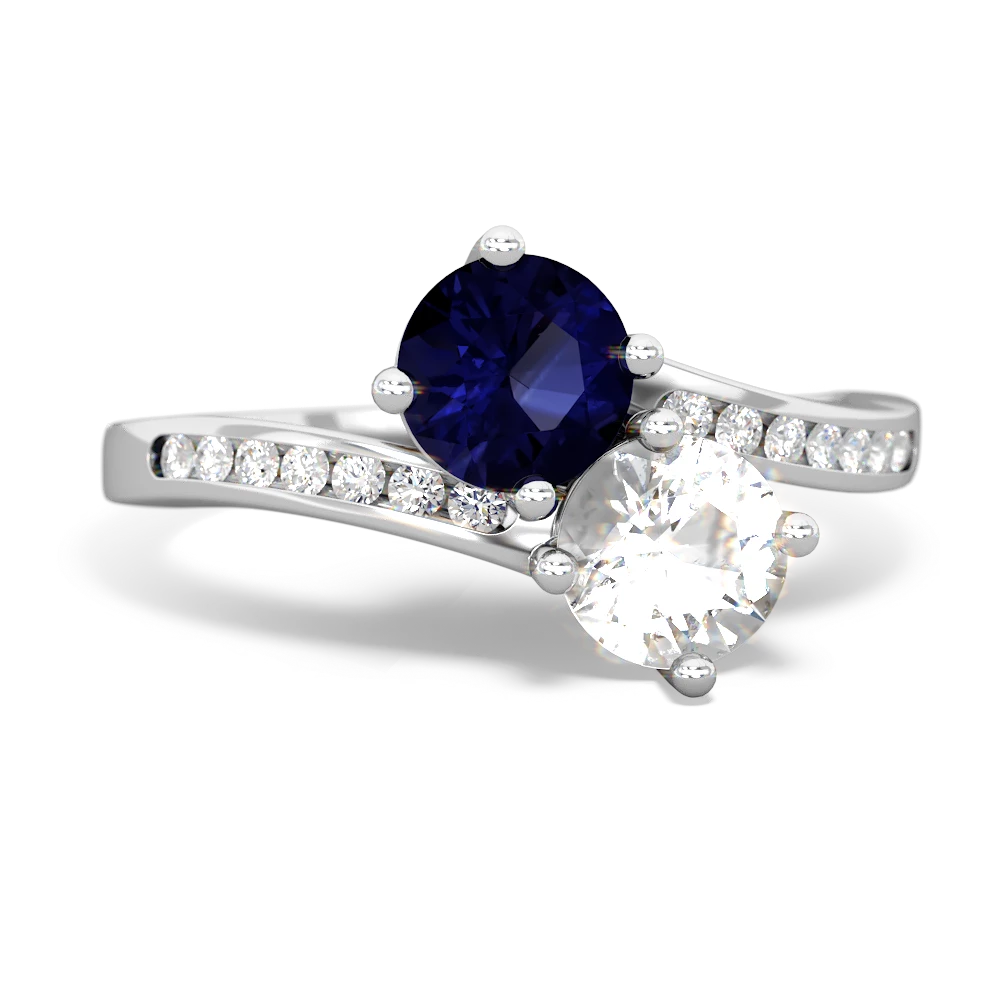 Sapphire Channel Set Two Stone 14K White Gold ring R5303