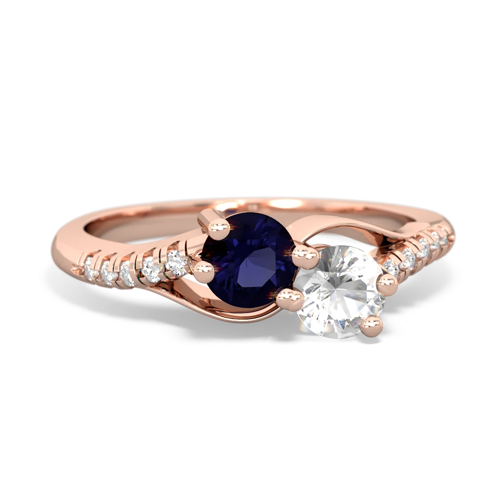 Sapphire Infinity Pave Two Stone 14K Rose Gold ring R5285