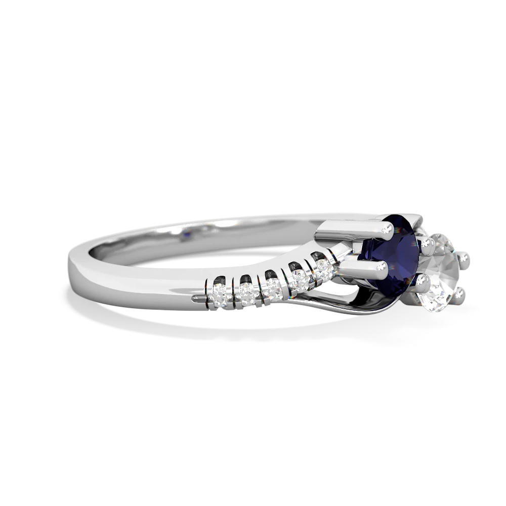 Sapphire Infinity Pave Two Stone 14K White Gold ring R5285