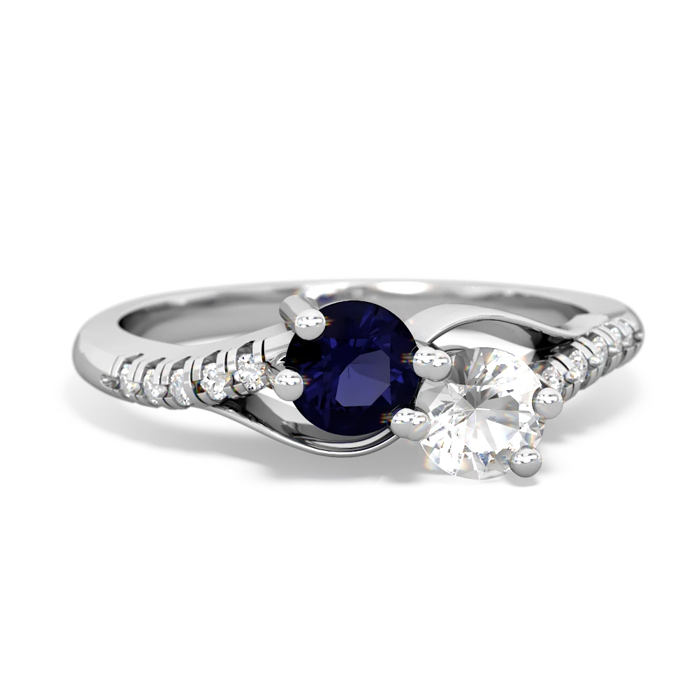 Sapphire Infinity Pave Two Stone 14K White Gold ring R5285