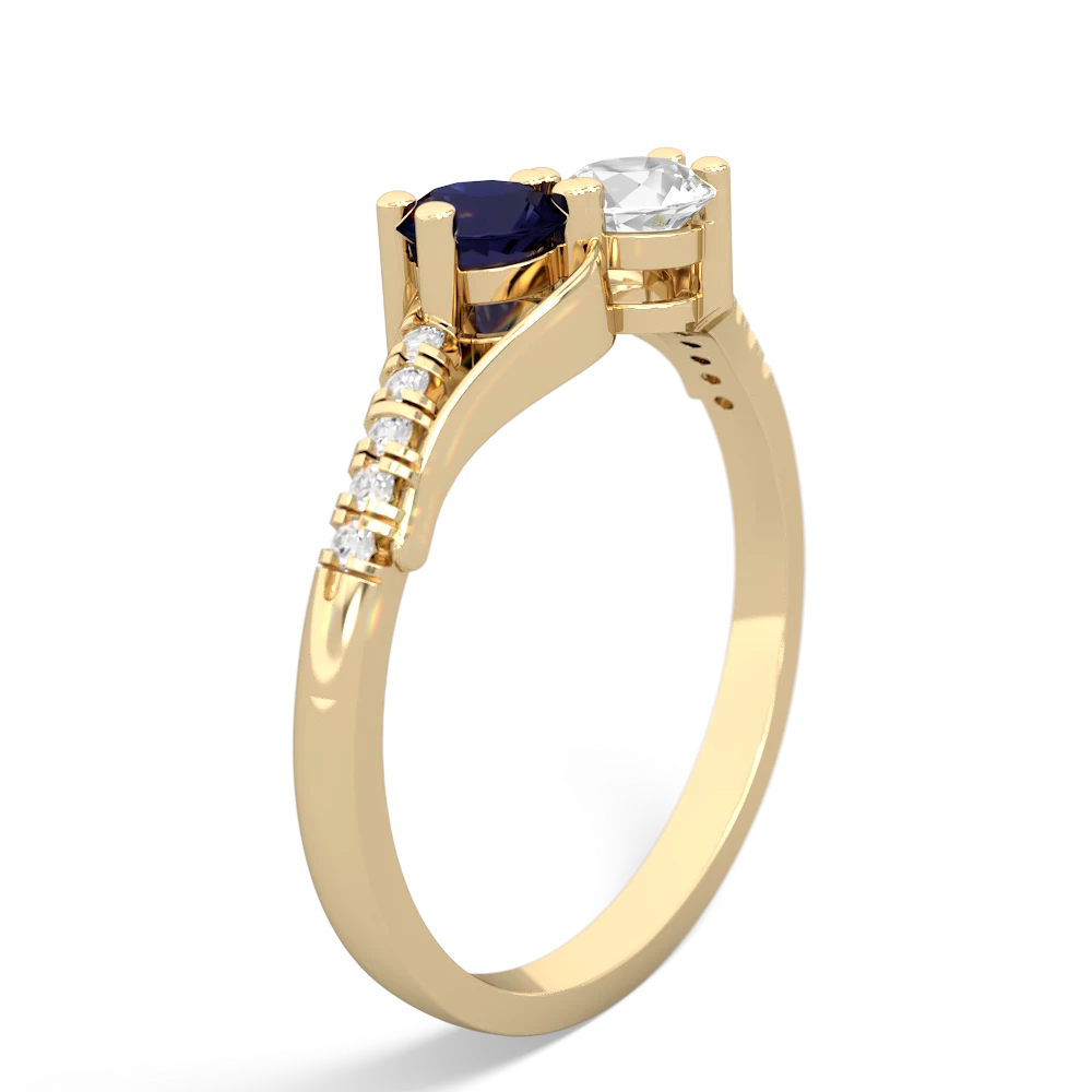 Sapphire Infinity Pave Two Stone 14K Yellow Gold ring R5285