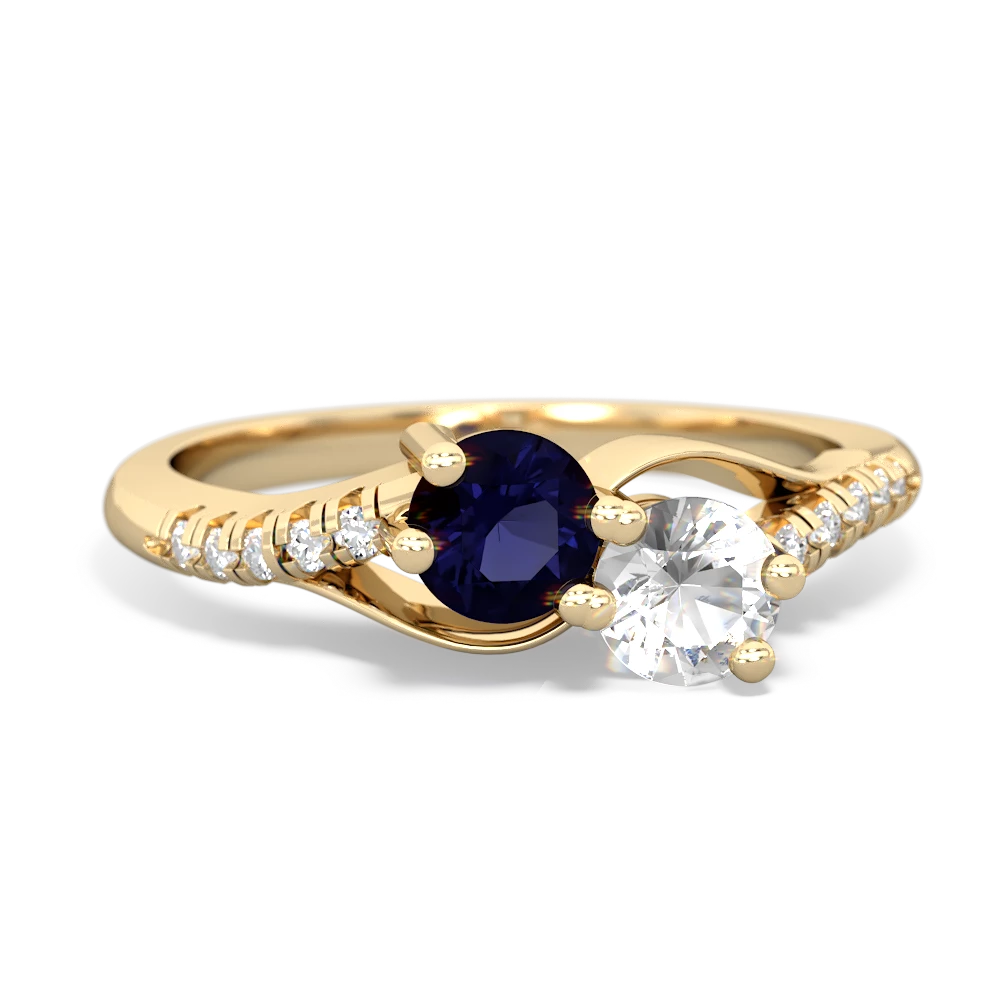 Sapphire Infinity Pave Two Stone 14K Yellow Gold ring R5285