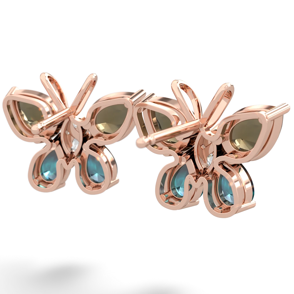 Smoky Quartz Butterfly 14K Rose Gold earrings E2215