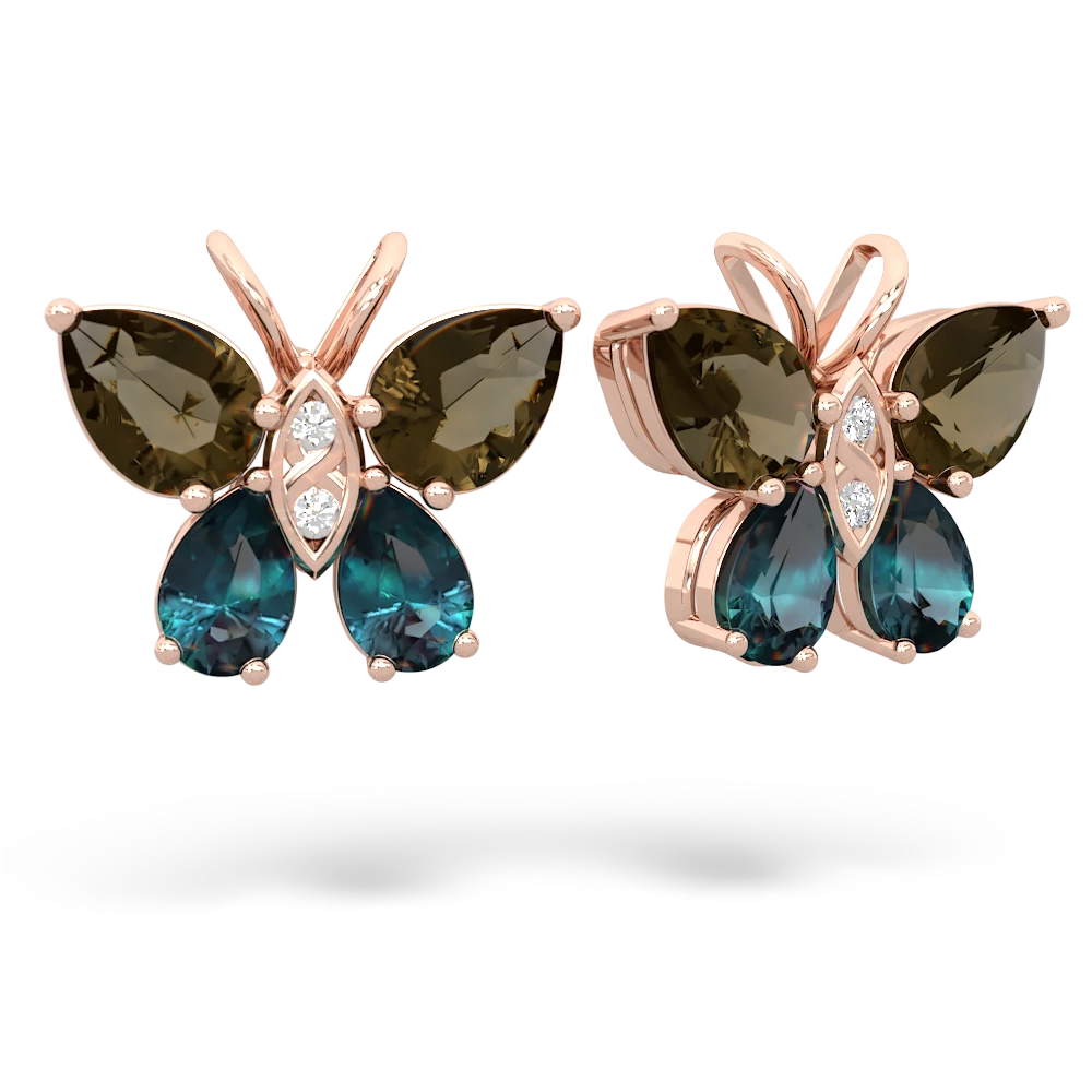 Smoky Quartz Butterfly 14K Rose Gold earrings E2215