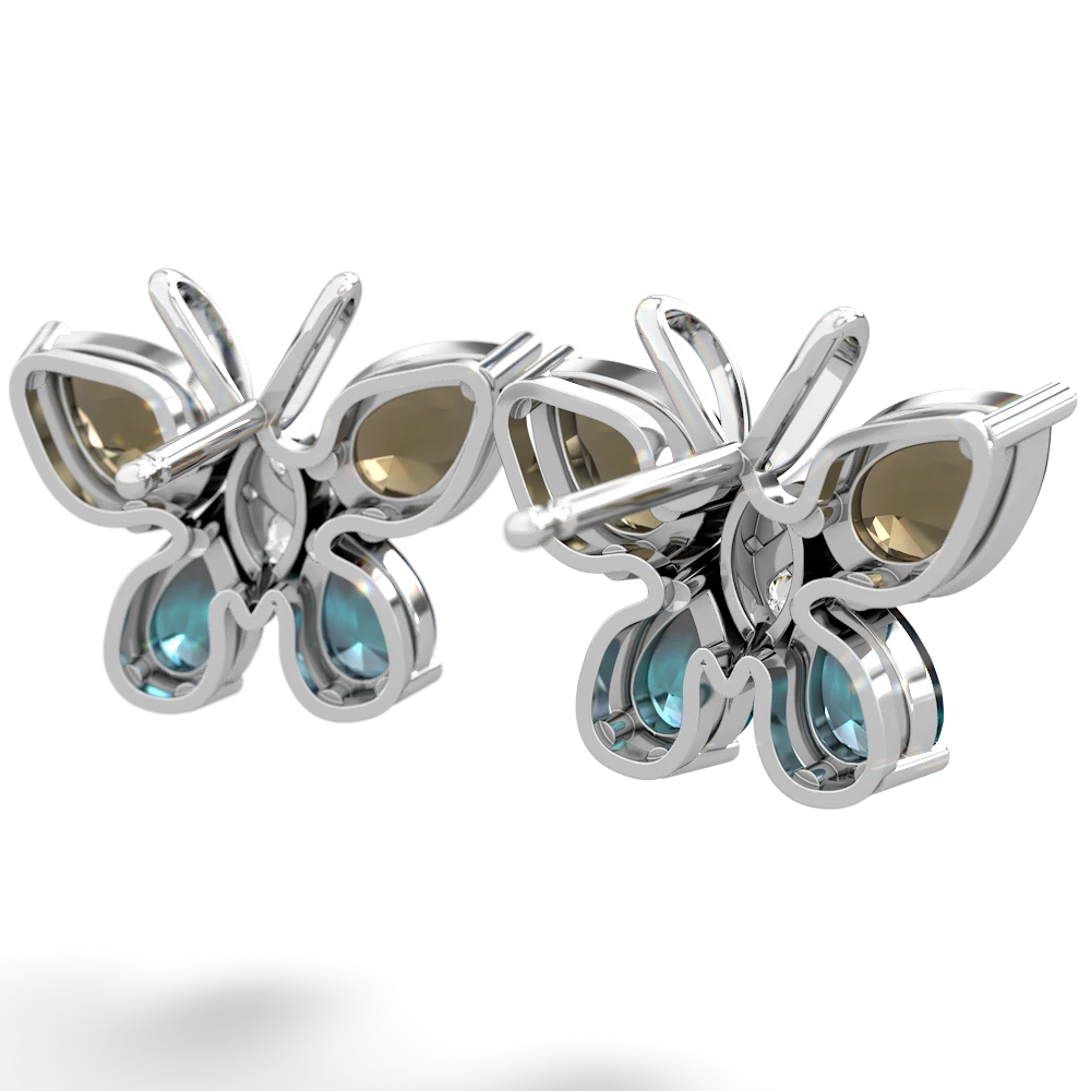 Smoky Quartz Butterfly 14K White Gold earrings E2215