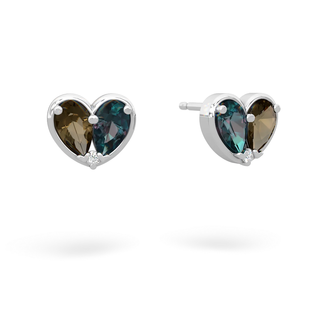 Smoky Quartz 'Our Heart' 14K White Gold earrings E5072