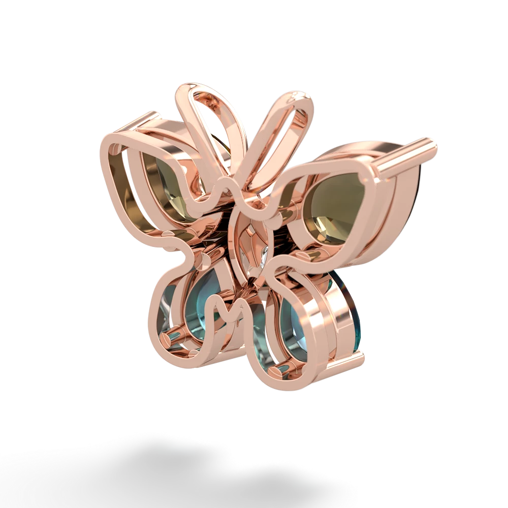 Smoky Quartz Butterfly 14K Rose Gold pendant P2215