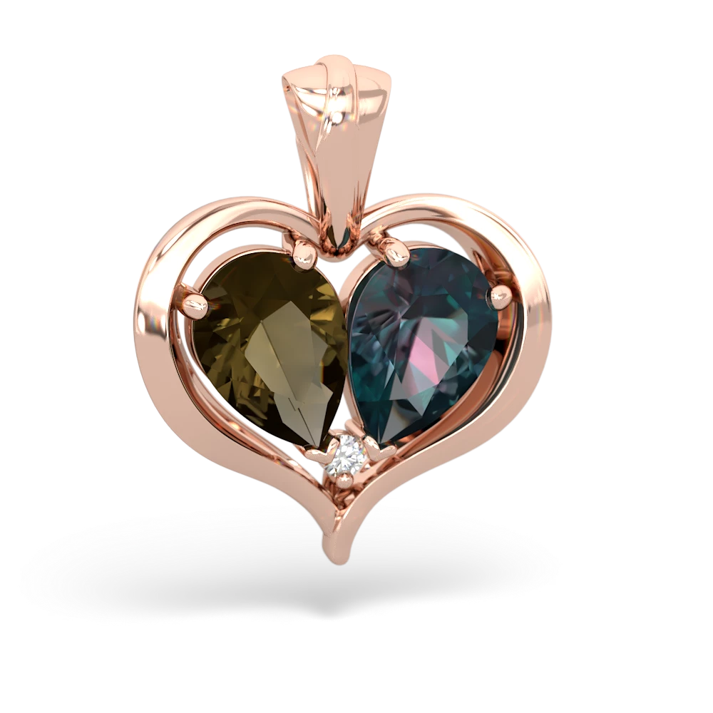 Smoky Quartz Two Become One 14K Rose Gold pendant P5330