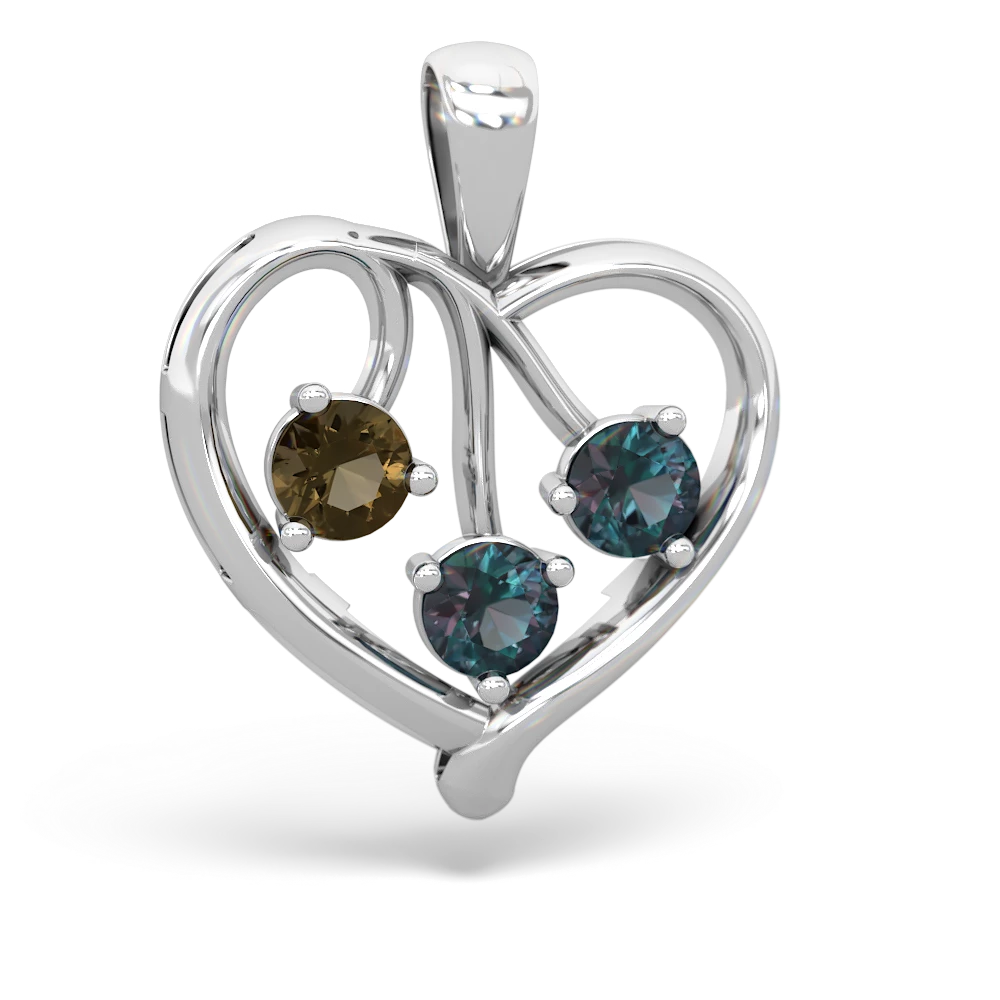 Smoky Quartz Glowing Heart 14K White Gold pendant P2233