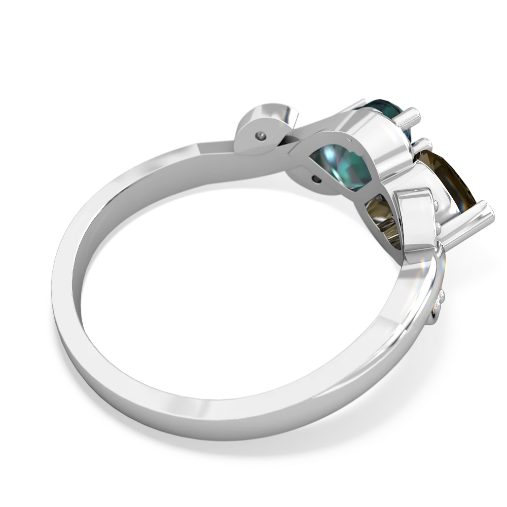 Smoky Quartz Floral Elegance 14K White Gold ring R5790