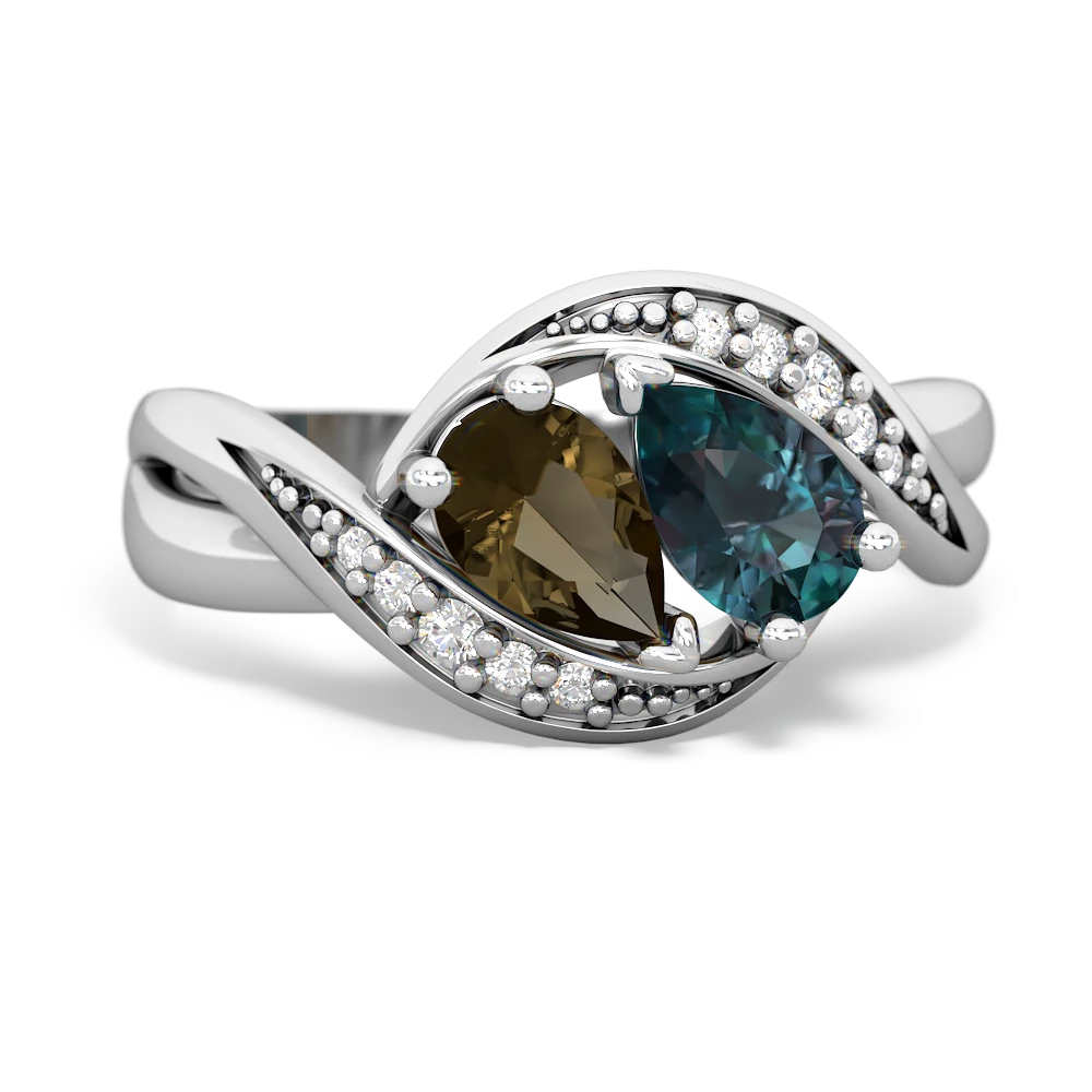 Smoky Quartz Summer Winds 14K White Gold ring R5342