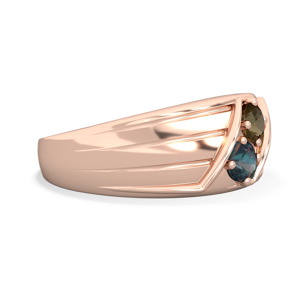 Smoky Quartz Men's Streamline 14K Rose Gold ring R0460