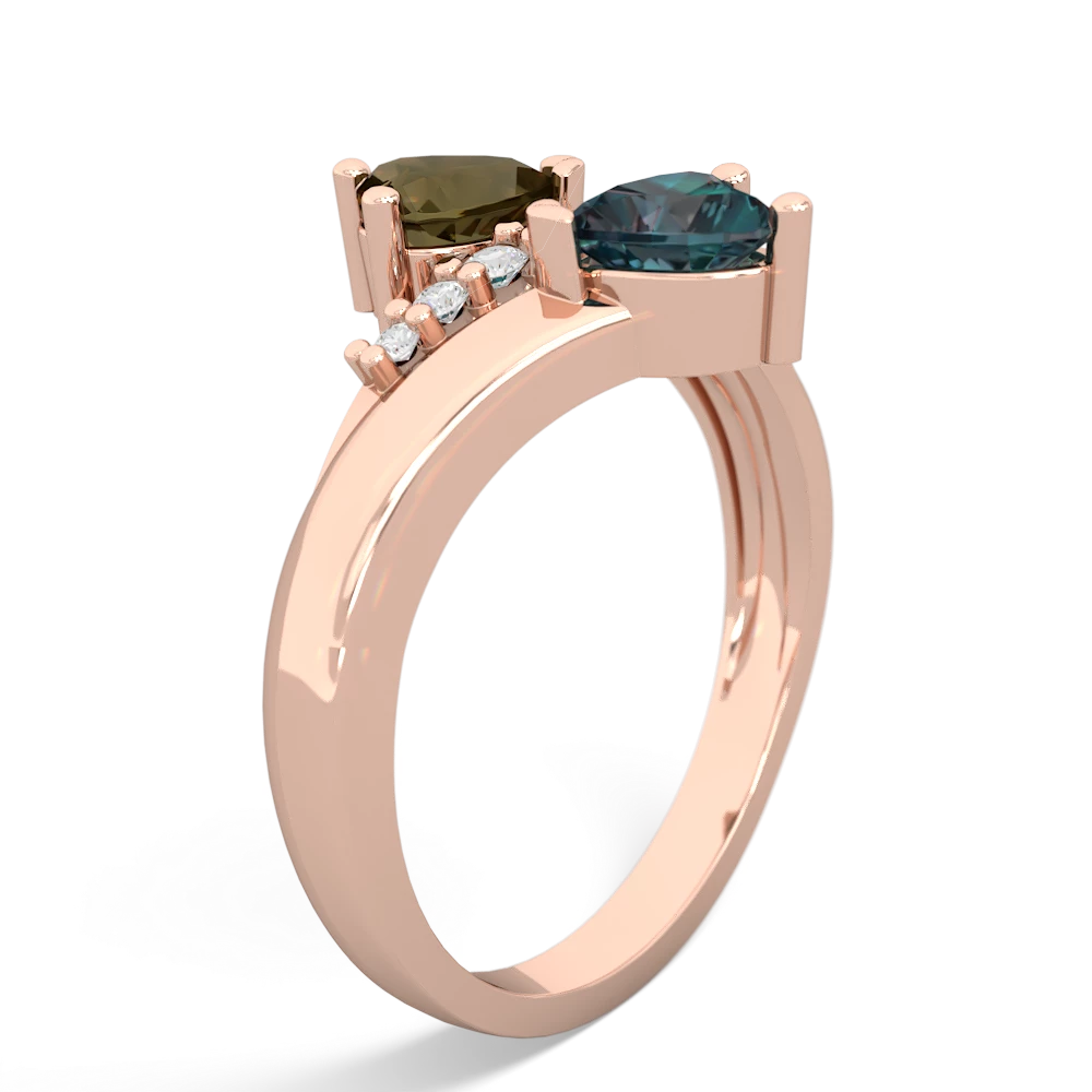 Smoky Quartz Heart To Heart 14K Rose Gold ring R2064