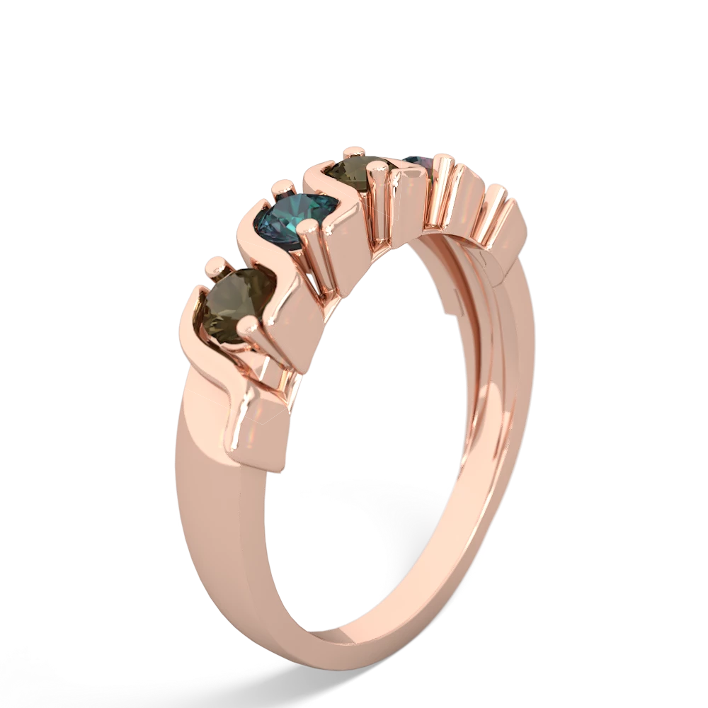 Smoky Quartz Anniversary Band 14K Rose Gold ring R2089