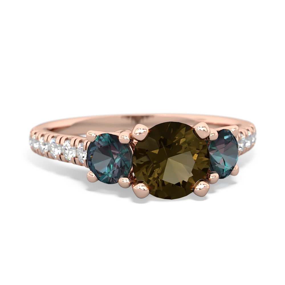 Smoky Quartz Pave Trellis 14K Rose Gold ring R5500