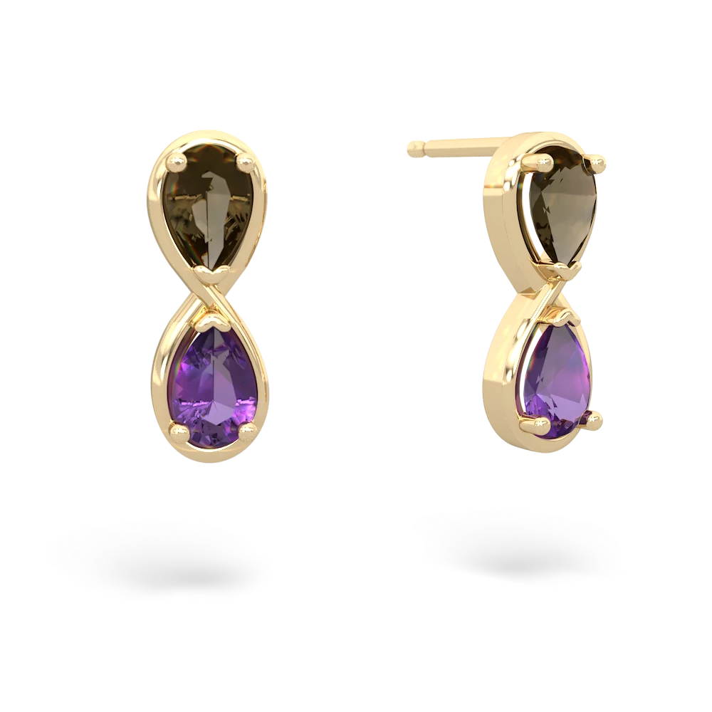 Smoky Quartz Infinity 14K Yellow Gold earrings E5050