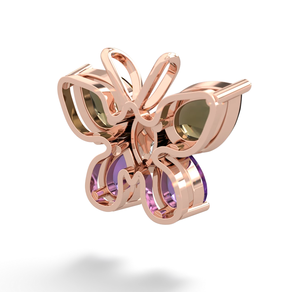 Smoky Quartz Butterfly 14K Rose Gold pendant P2215