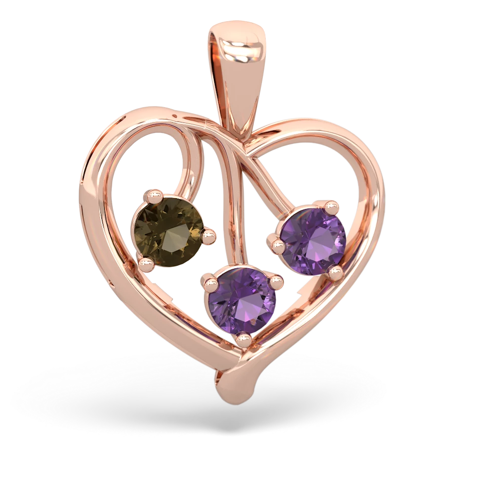 Smoky Quartz Glowing Heart 14K Rose Gold pendant P2233