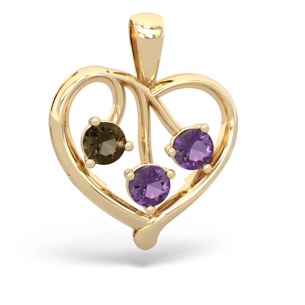 Smoky Quartz Glowing Heart 14K Yellow Gold pendant P2233