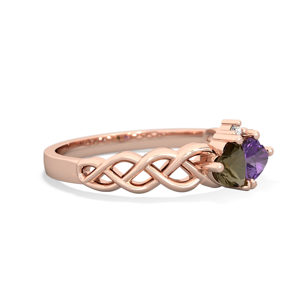 Smoky Quartz Heart To Heart Braid 14K Rose Gold ring R5870