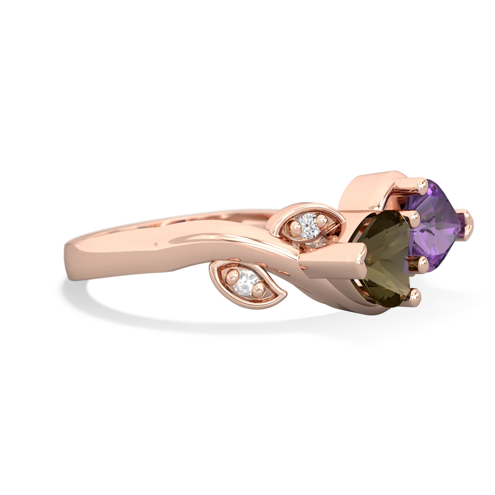 Smoky Quartz Floral Elegance 14K Rose Gold ring R5790