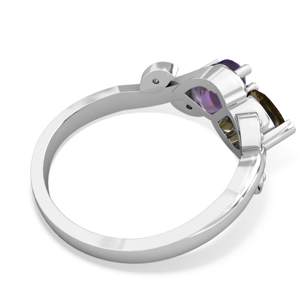 Smoky Quartz Floral Elegance 14K White Gold ring R5790