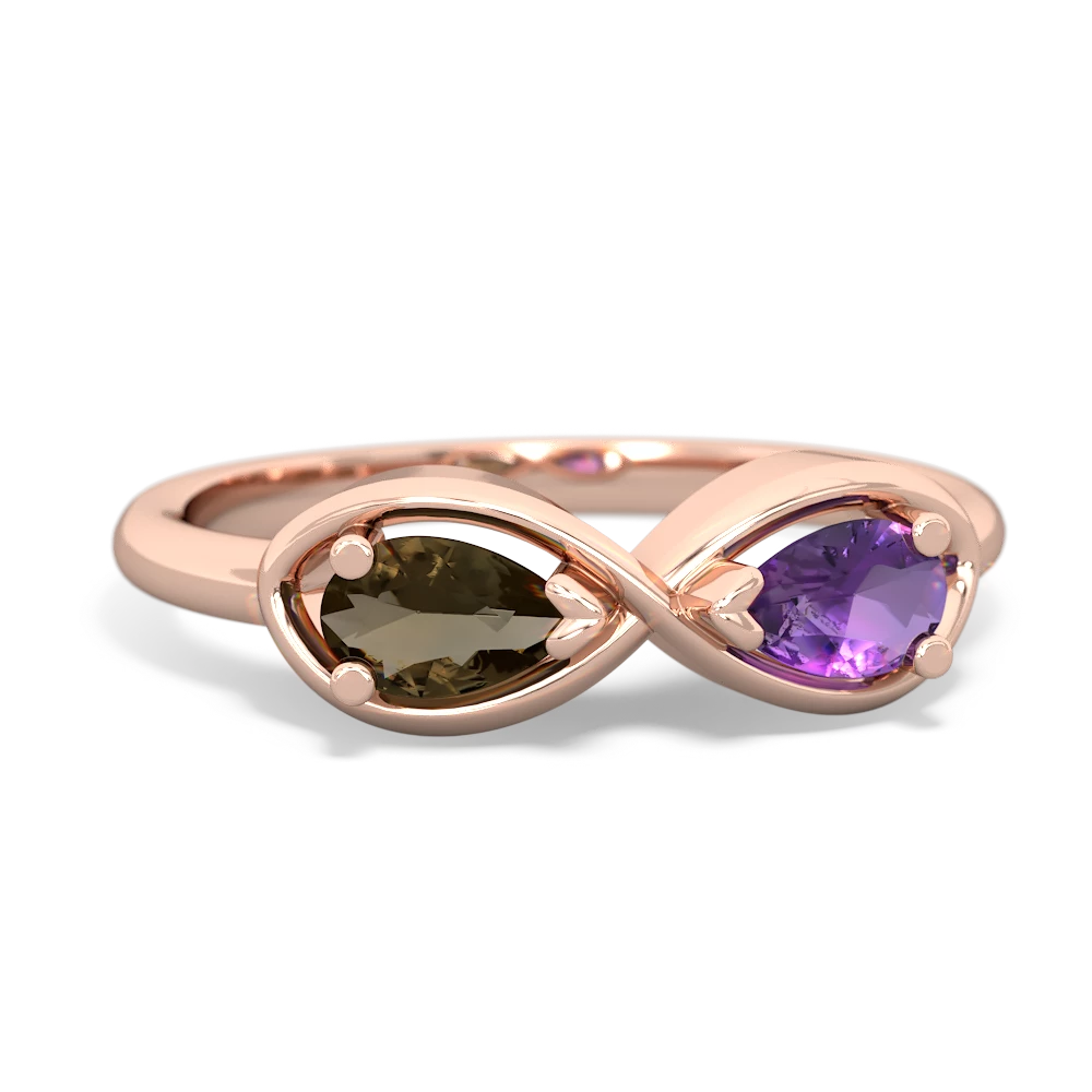 Smoky Quartz Infinity 14K Rose Gold ring R5050