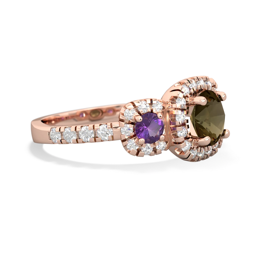 Smoky Quartz Regal Halo 14K Rose Gold ring R5350