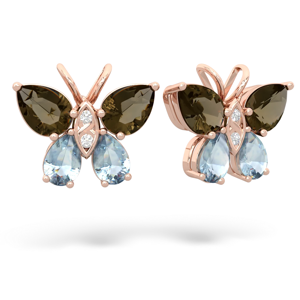 Smoky Quartz Butterfly 14K Rose Gold earrings E2215