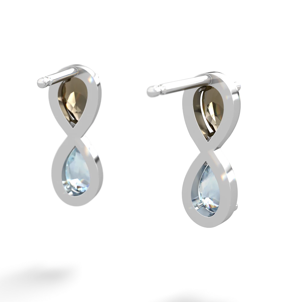 Smoky Quartz Infinity 14K White Gold earrings E5050