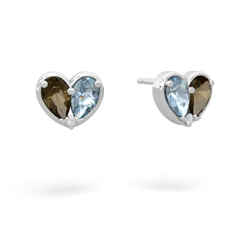 Smoky Quartz 'Our Heart' 14K White Gold earrings E5072